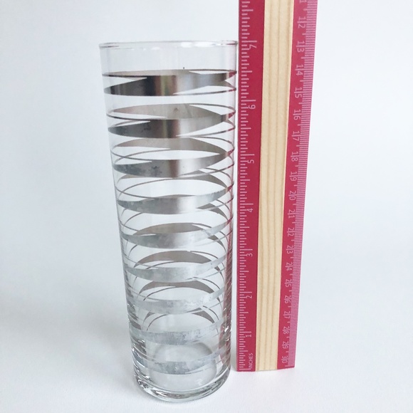 VTG Set 7 Libbey "Element" Tom Collins Ice Tea Glasses Diagonal Silver Stripes - Picture 9 of 12